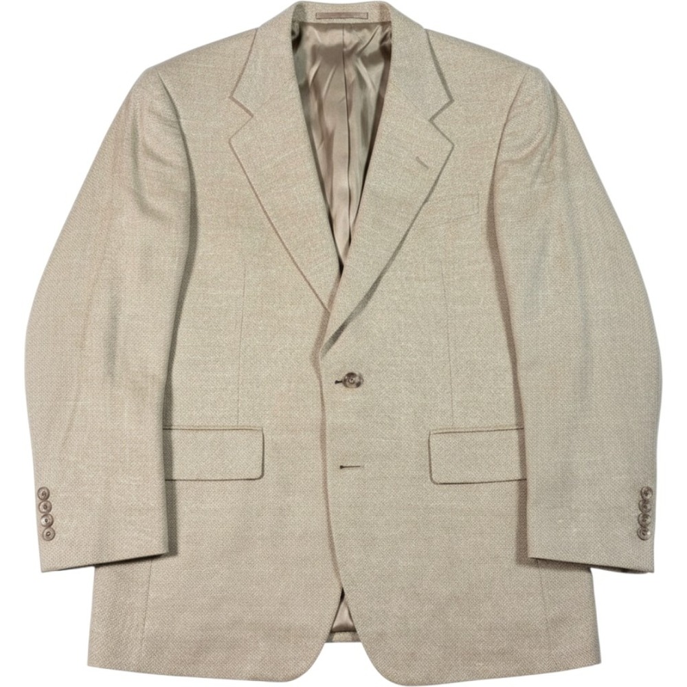 Jos A Bank Sport Coat Mens 39R Tan Herringbone Silk Wool Linen Blend Blazer